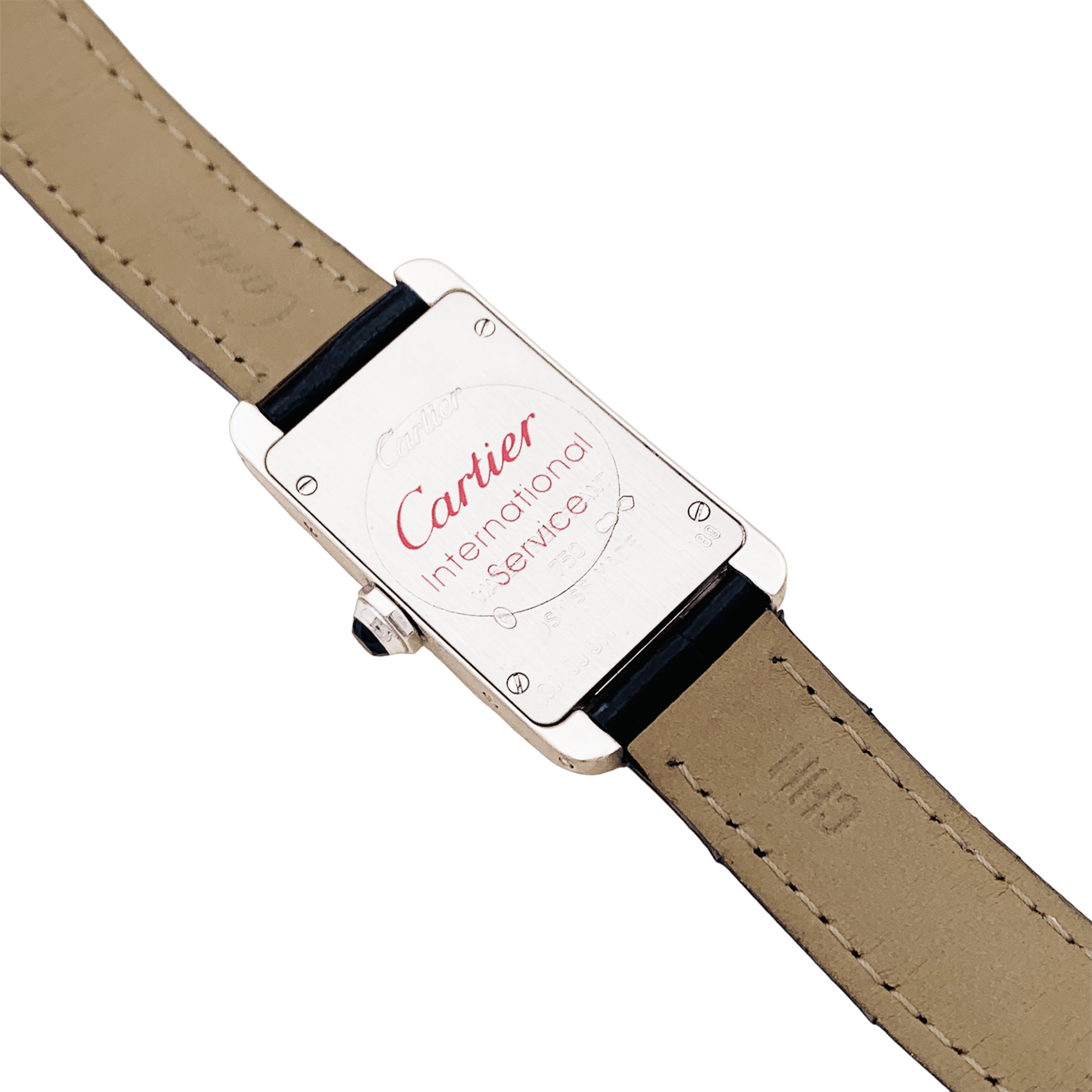 Montre Cartier, "Tank Américaine", acier, cuir. 4
