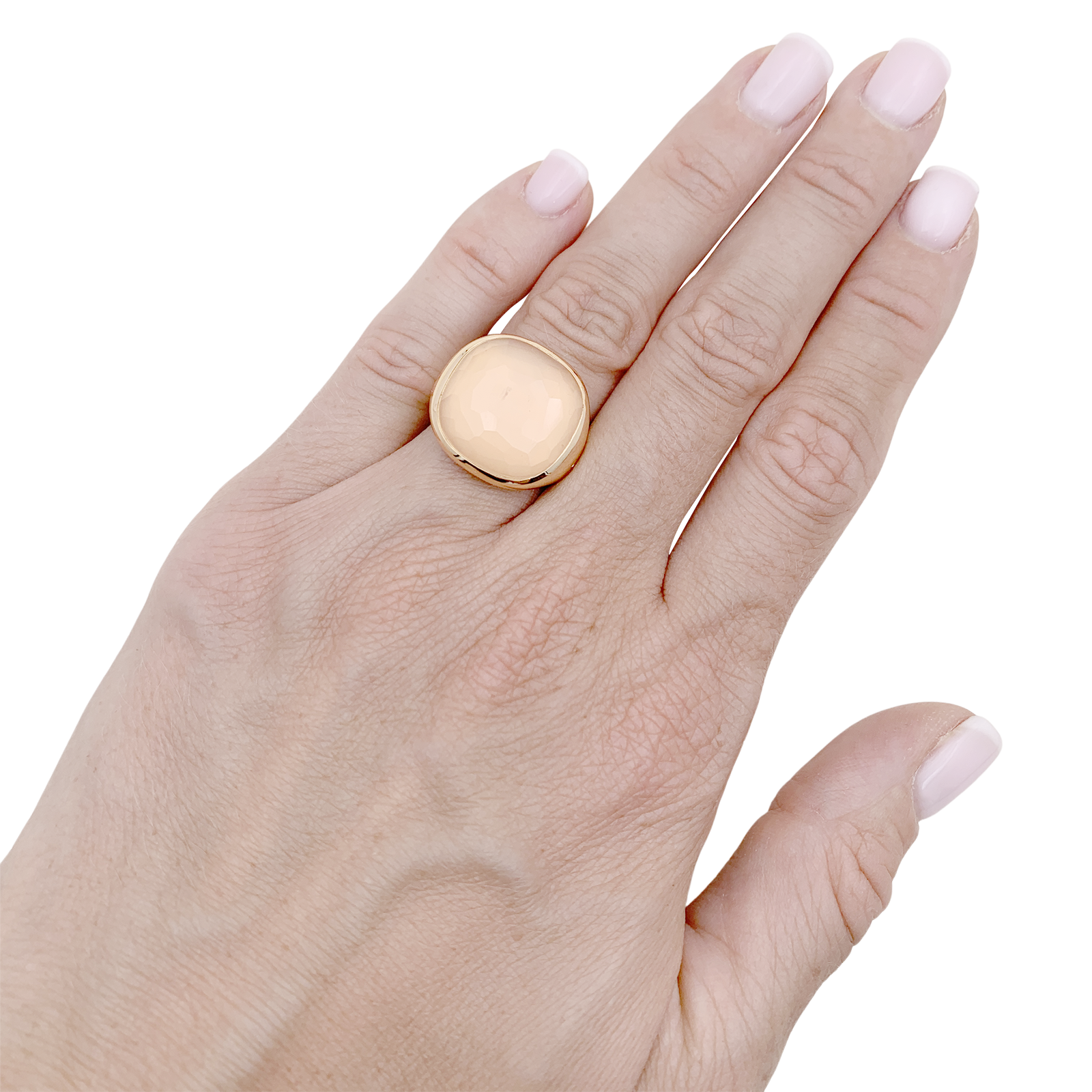 Bague Pomellato "Cipria" en or rose et quartz rose. 5