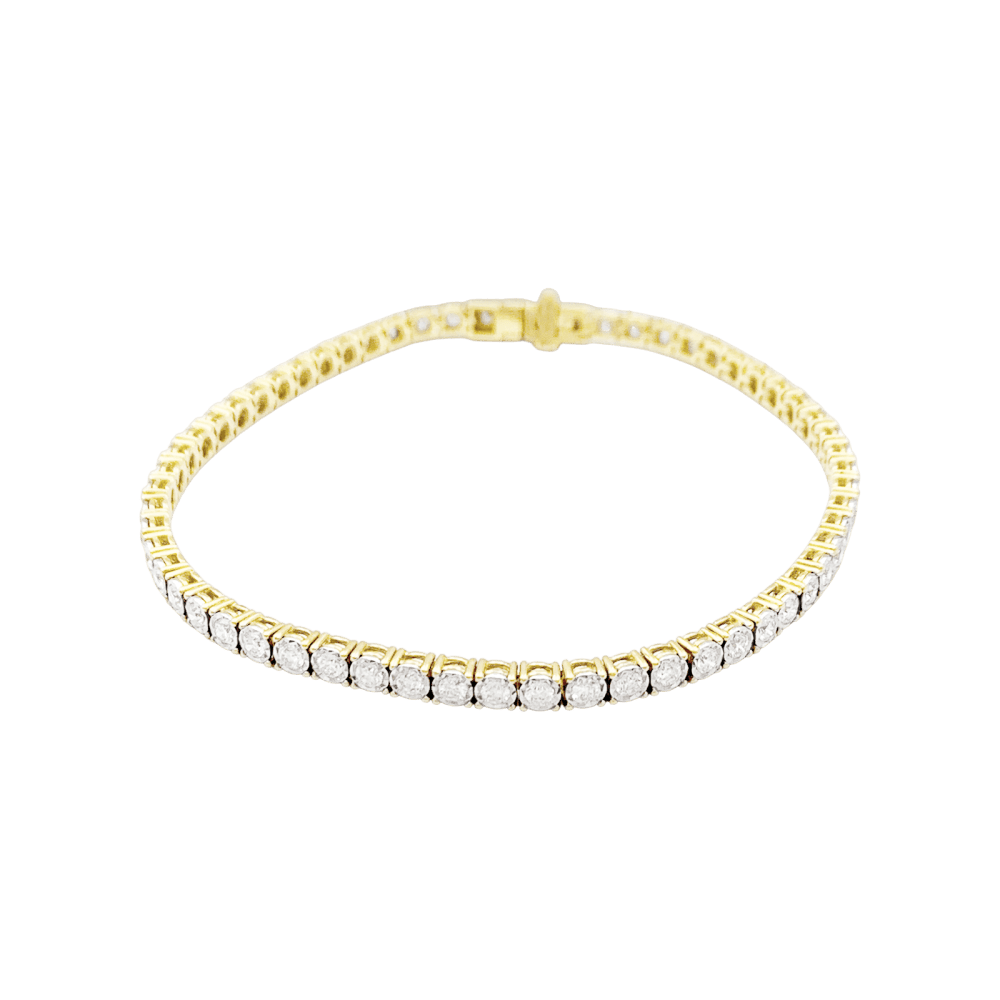Bracelet ligne deux ors, diamants, 2 carats. 2