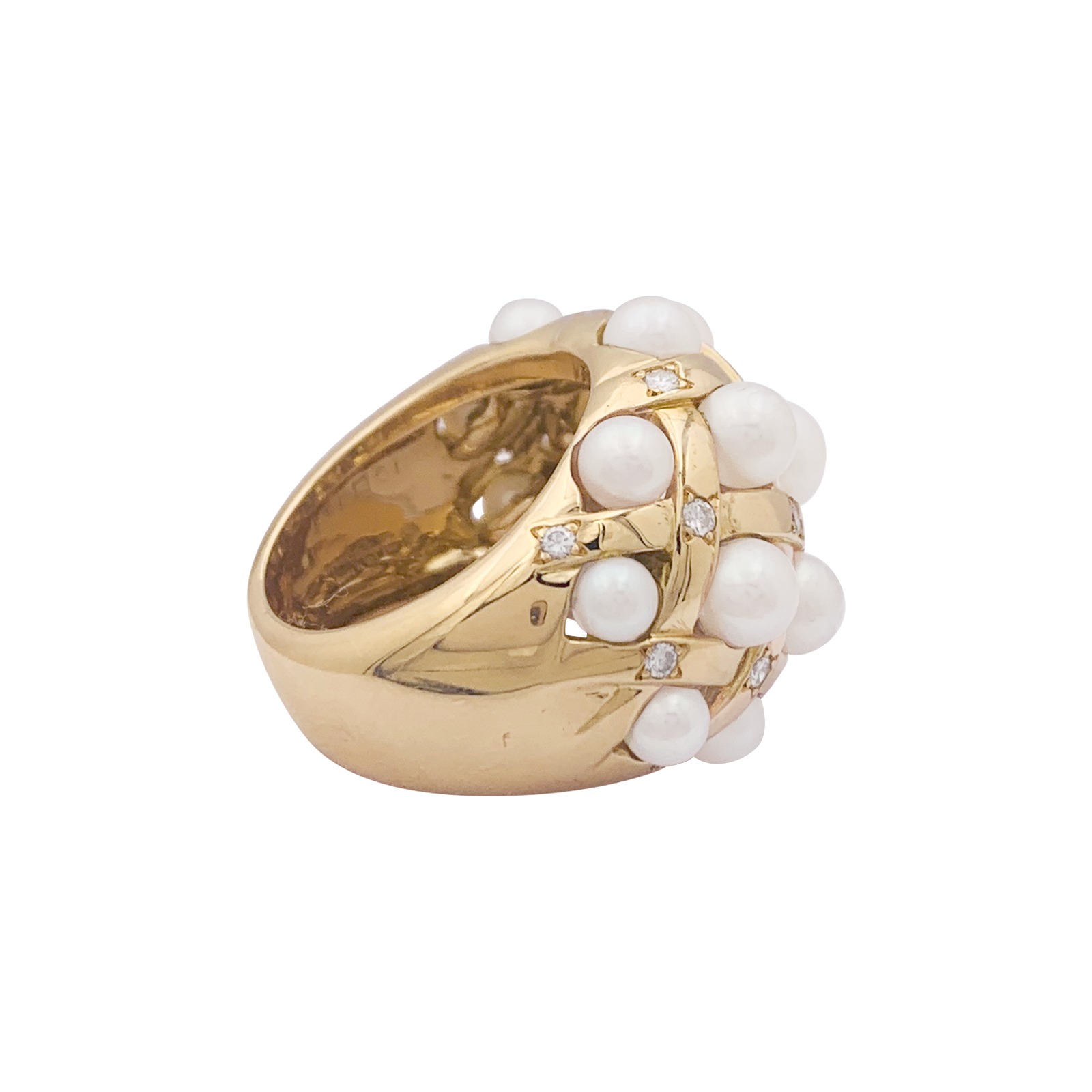 Bague Chanel, "Baroque", or jaune, diamants et perles. 2