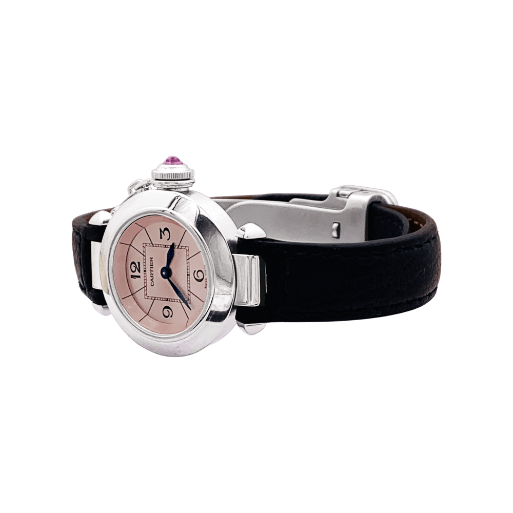 Montre Cartier "Miss Pasha", acier, cuir. 3
