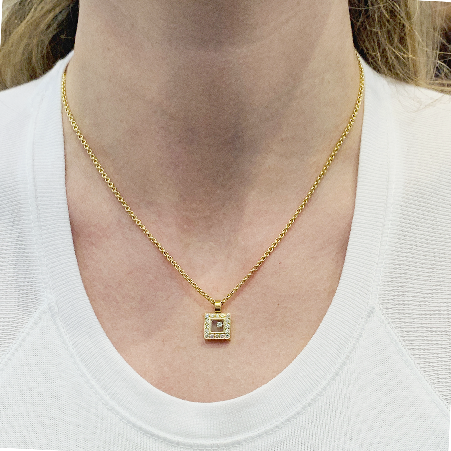 Collier Chopard, "Happy Square Diamond", or jaune, diamant. 5