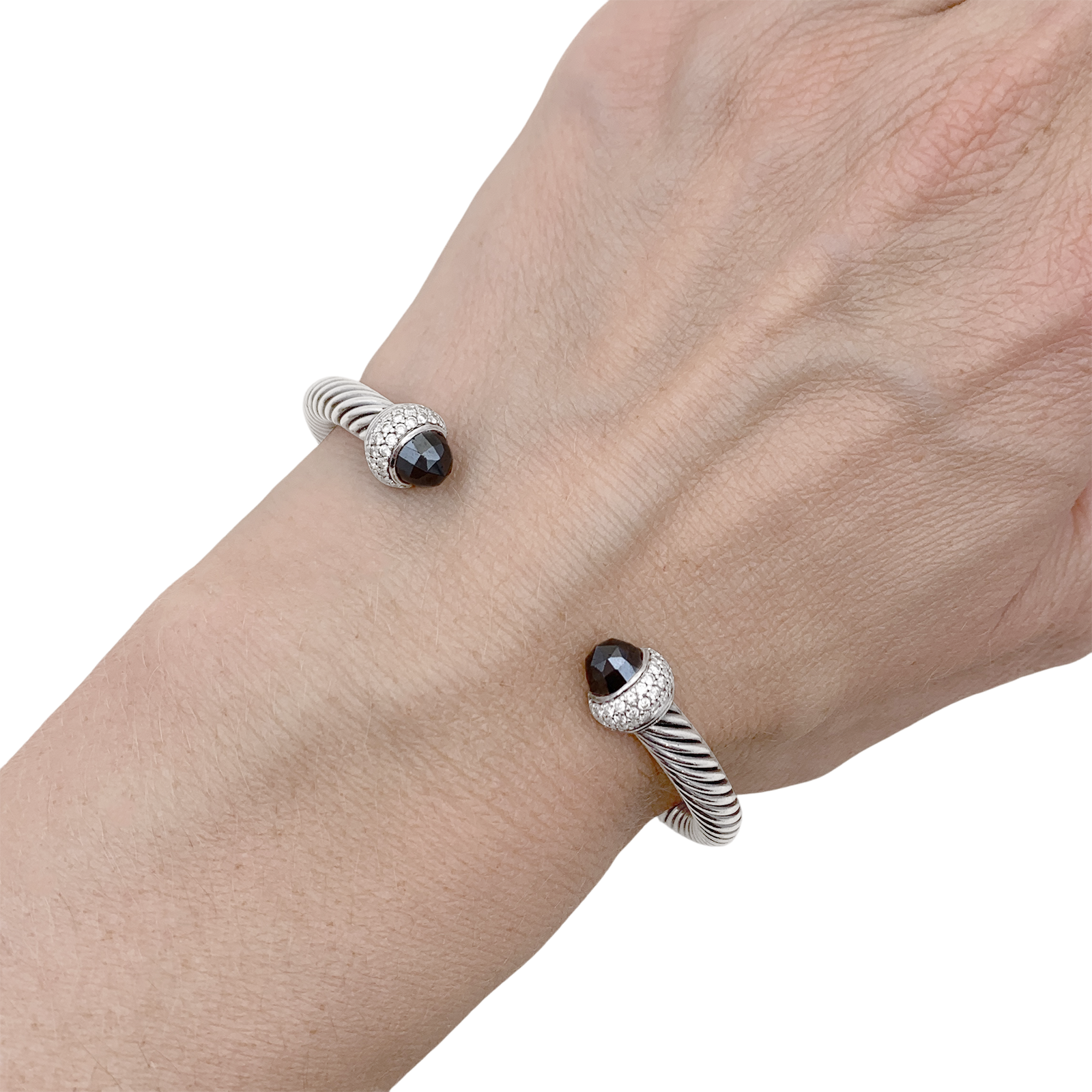 Bracelet David Yurman, "Cable Classic", argent, diamants, hématites. 5