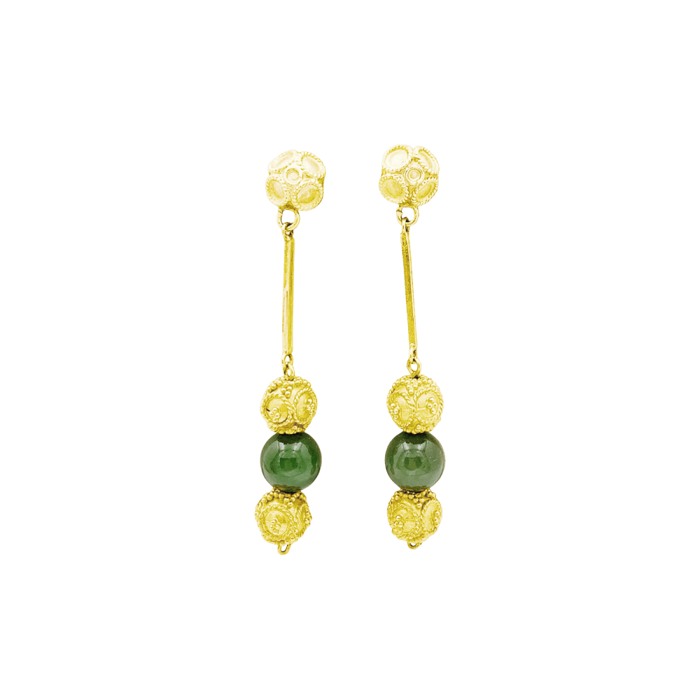 Boucles d'oreilles, or jaune et aventurine. 1
