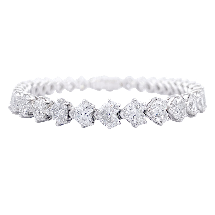 Bracelet Dubail Paris, diamants coeurs, platine. 1