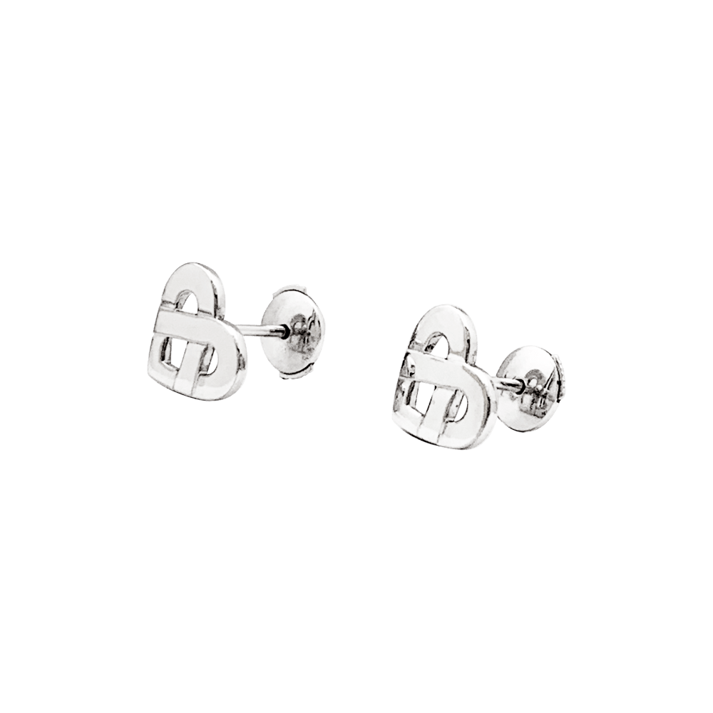 Boucles d'oreilles Poiray, "Coeur Entrelacé", or blanc. 3