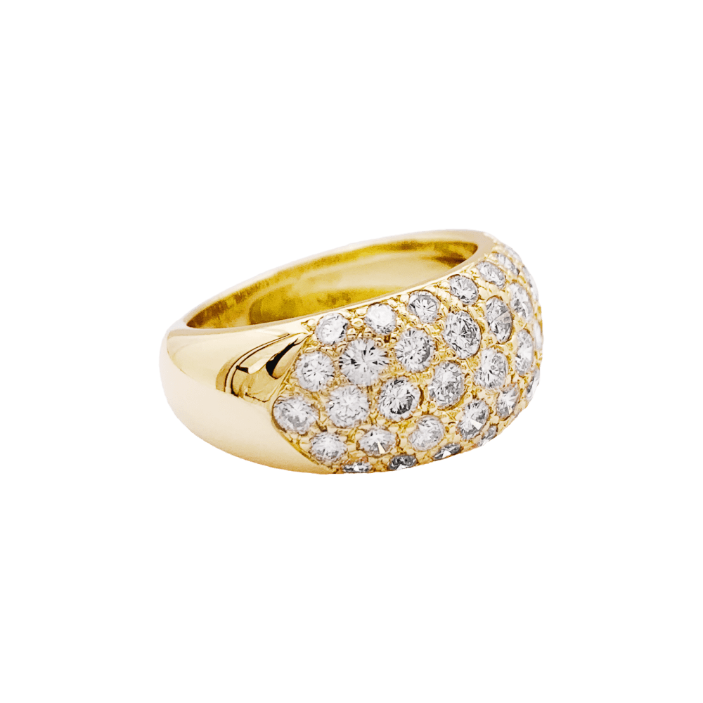 Bague jonc bombé en or jaune et diamants. 2