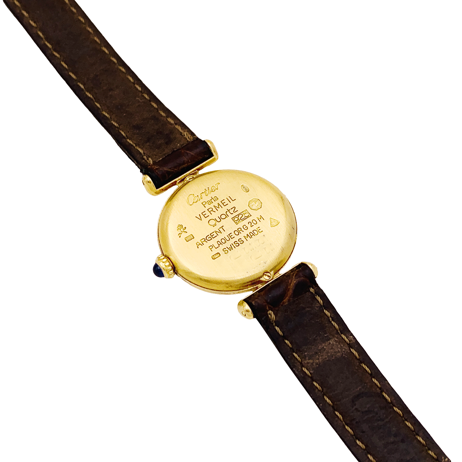 Montre Cartier, "Colisée Must", vermeil, cuir. 3