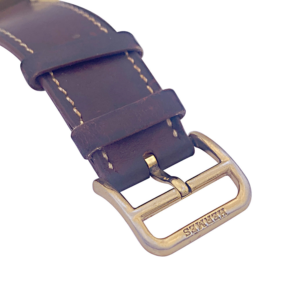 Montre Hermès,"Heure H", plaqué or, acier sur cuir. 6