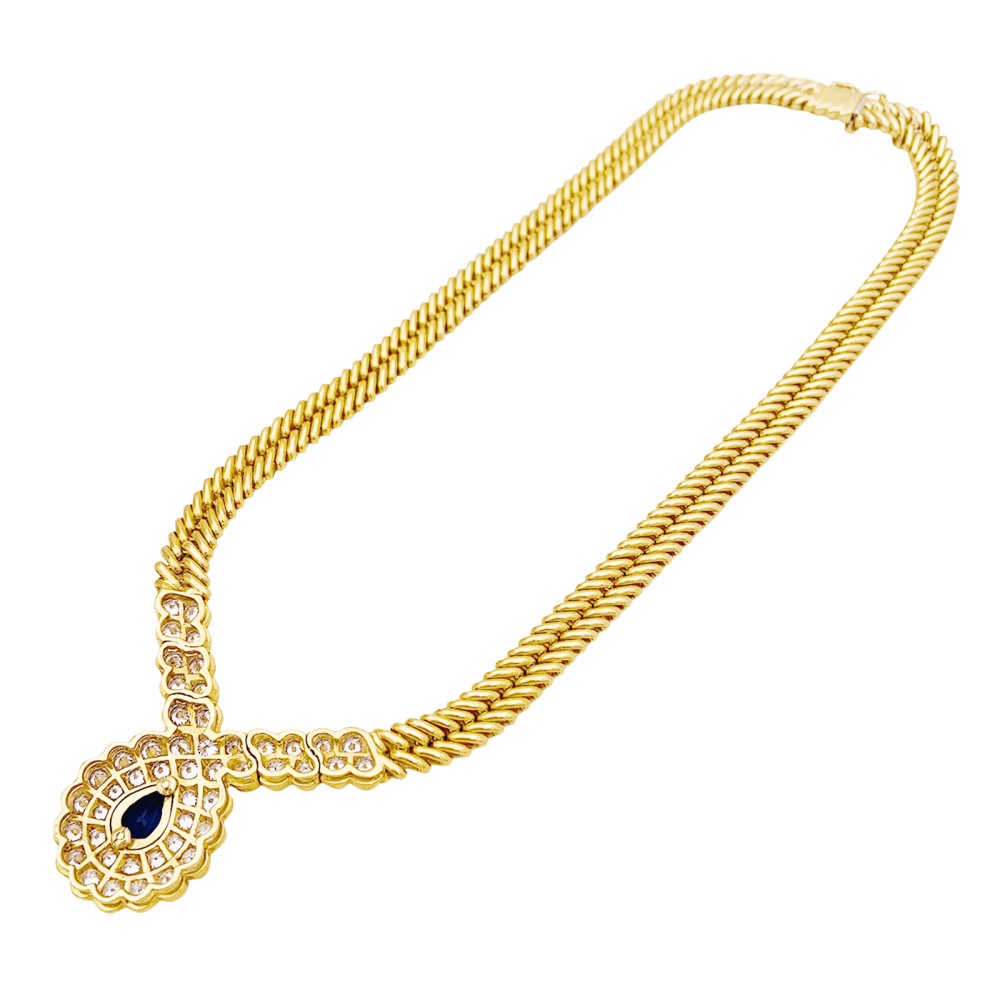 Collier Van Cleef & Arpels, or jaune, saphir, diamants. 3