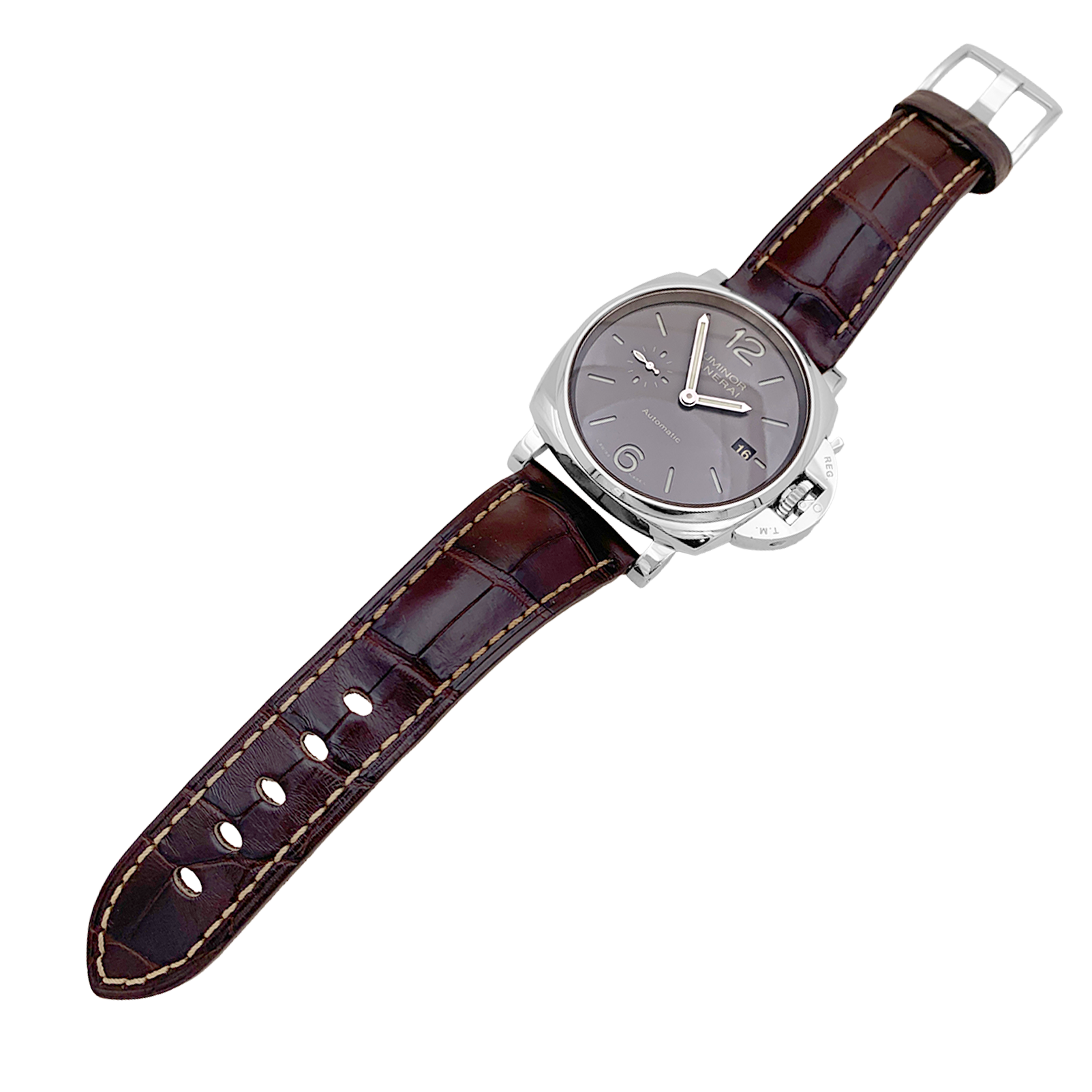 Montre "Panerai Luminor Due", acier, cuir. 2
