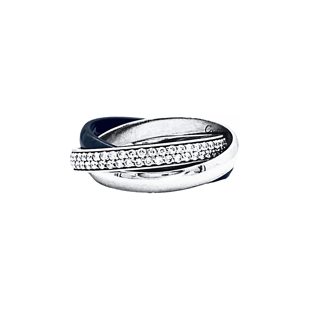 Bague Cartier, "Trinity", or blanc, céramique noire, diamants. 2