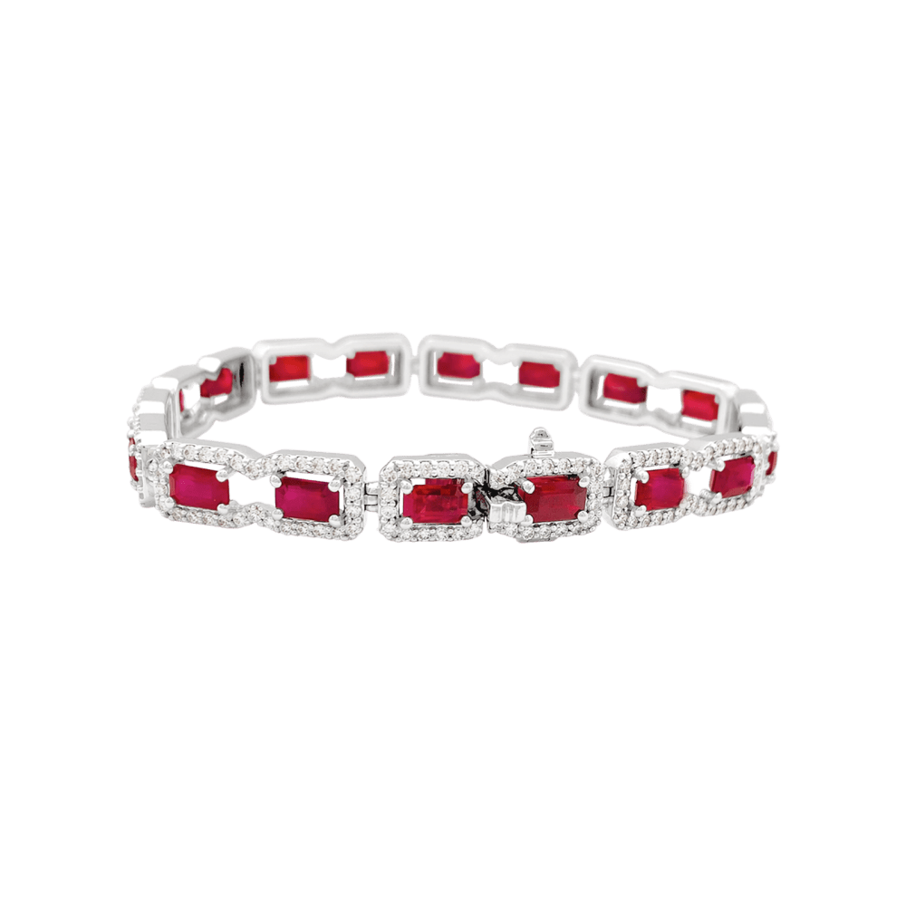 Bracelet or blanc, diamants et rubis. 1