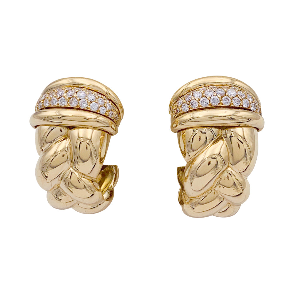 Boucles d'oreilles O.J.Perrin, "Vénitien", or jaune, diamants. 1