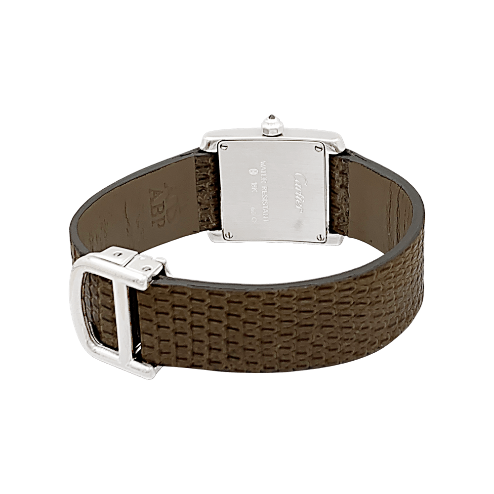 Montre Cartier, "Tank Française", or blanc, diamants. 4