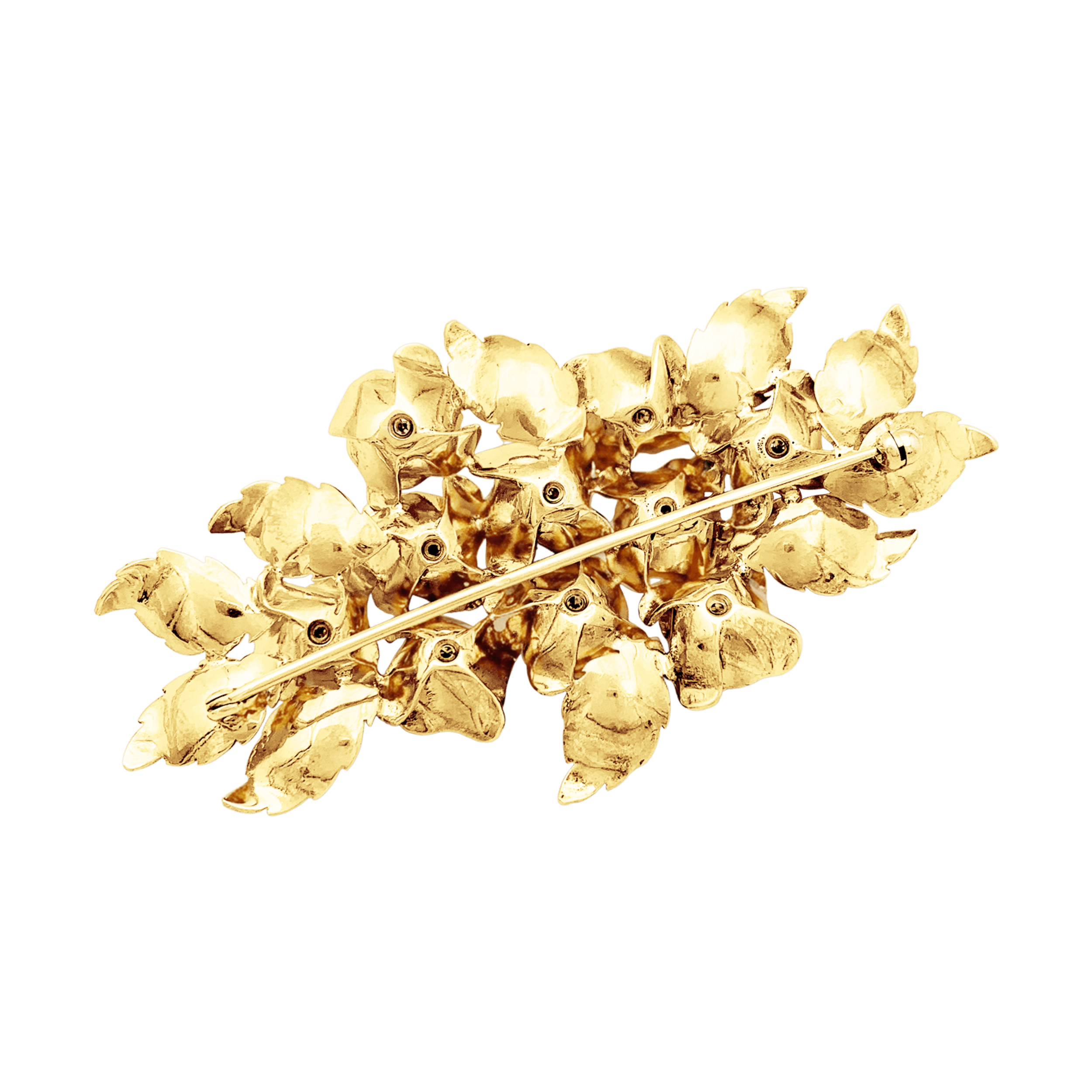 Broche "Fleurs", or jaune et diamants. 3