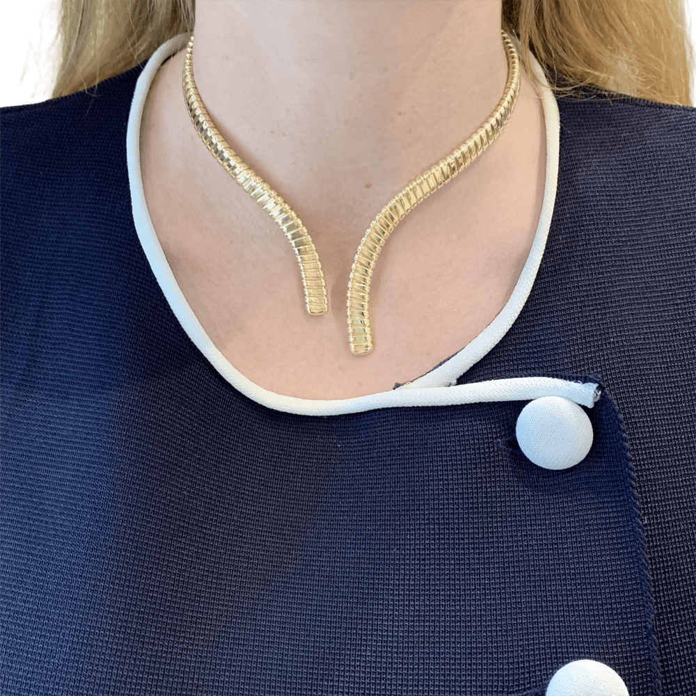 Collier "Tubogas" croisé, or jaune. 5