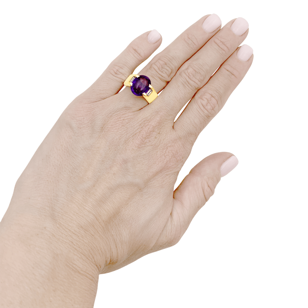 Bague Cartier, or jaune, améthyste et diamants. 6