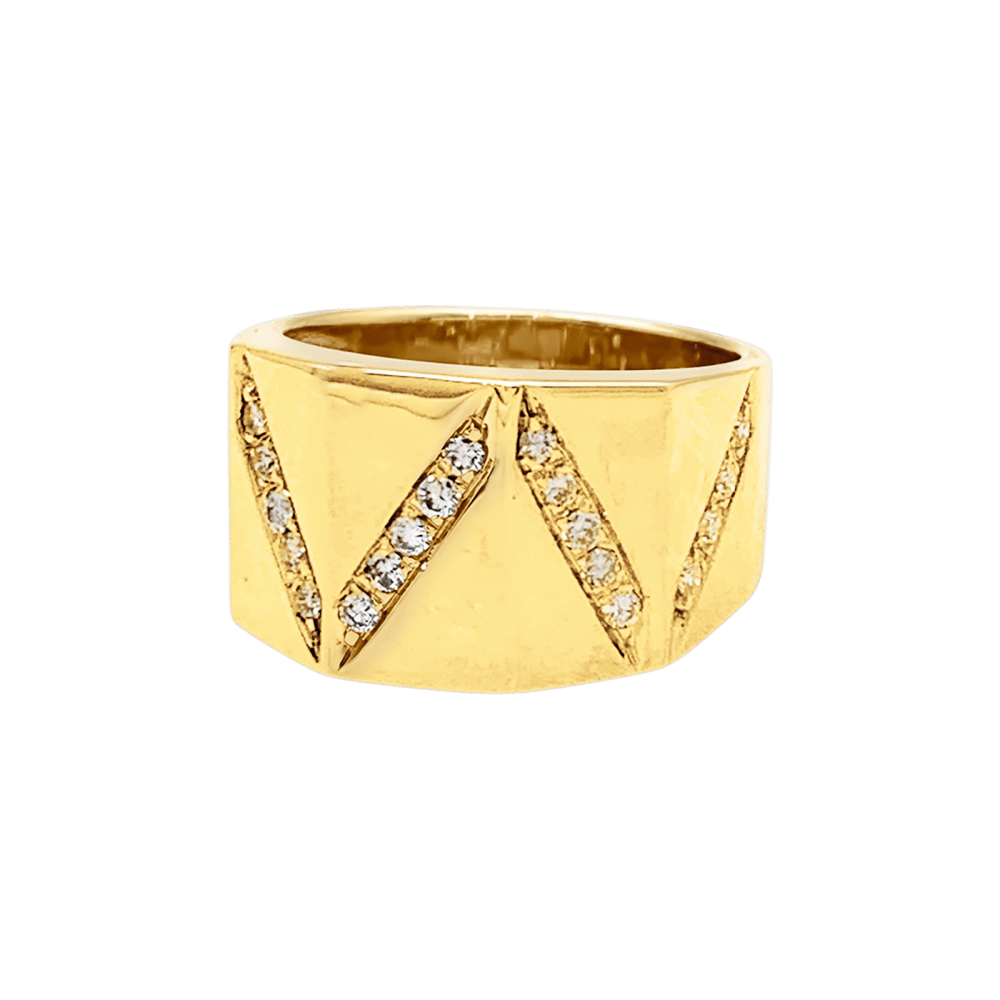 Bague or jaune et lignes de diamants. 5