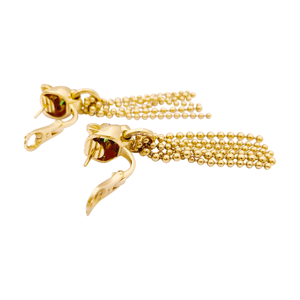 Boucles d'oreilles CARTIER, "Panthère de Cartier", or jaune, diamants, tsavorites et onyx. 4