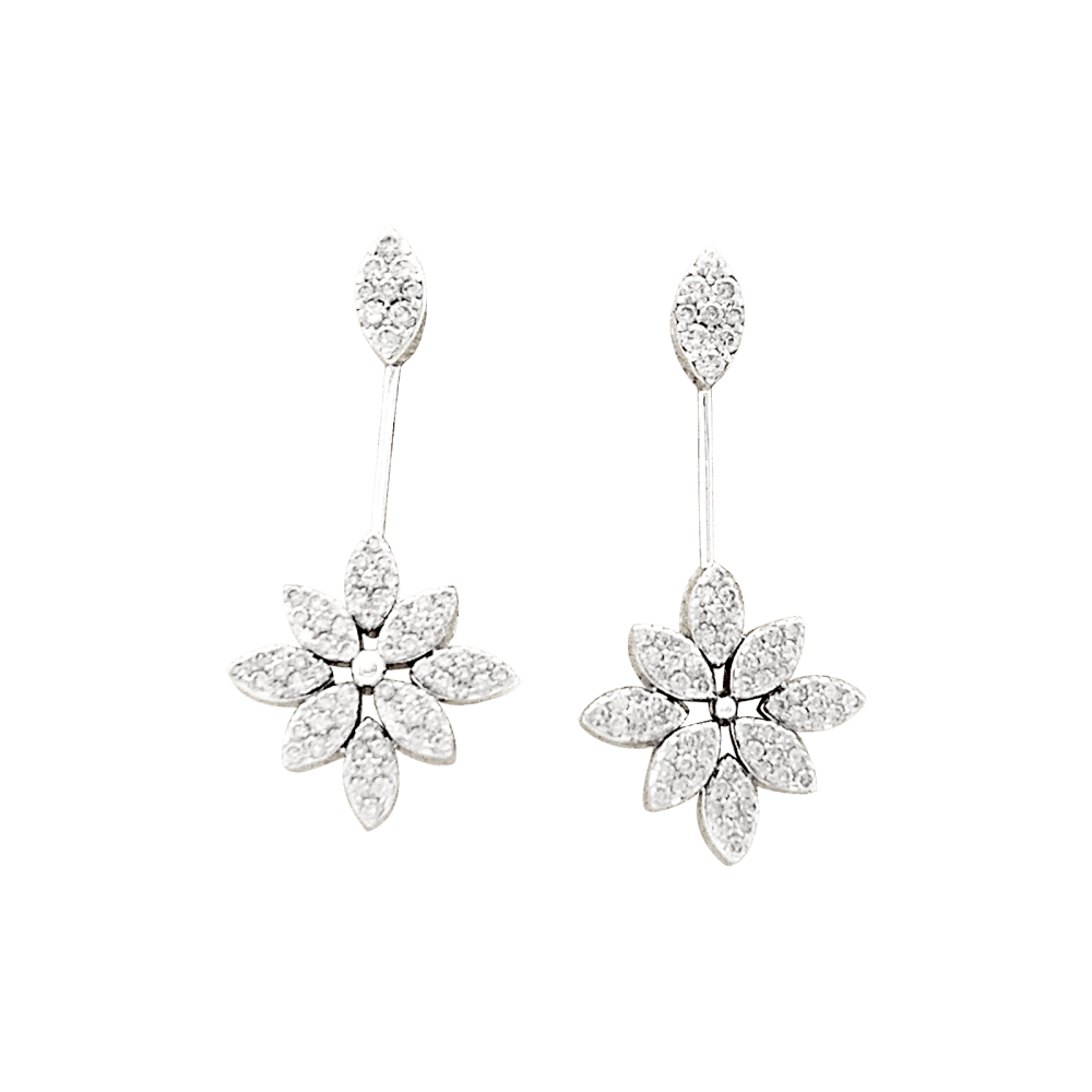 Boucles d'oreilles, or blanc, diamants. 2