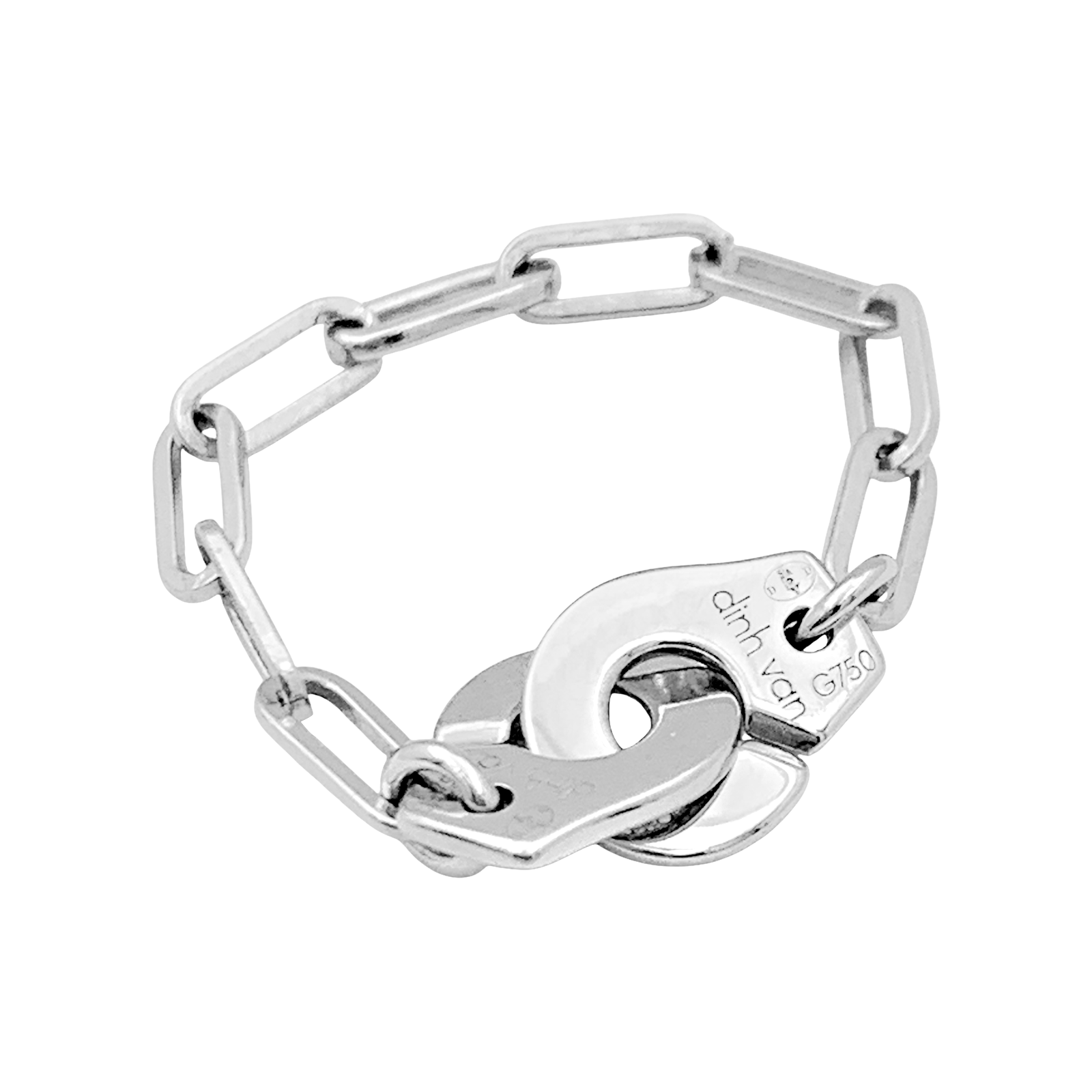 Bague Dinh Van, "Menottes R7.5", or blanc, diamants. 3