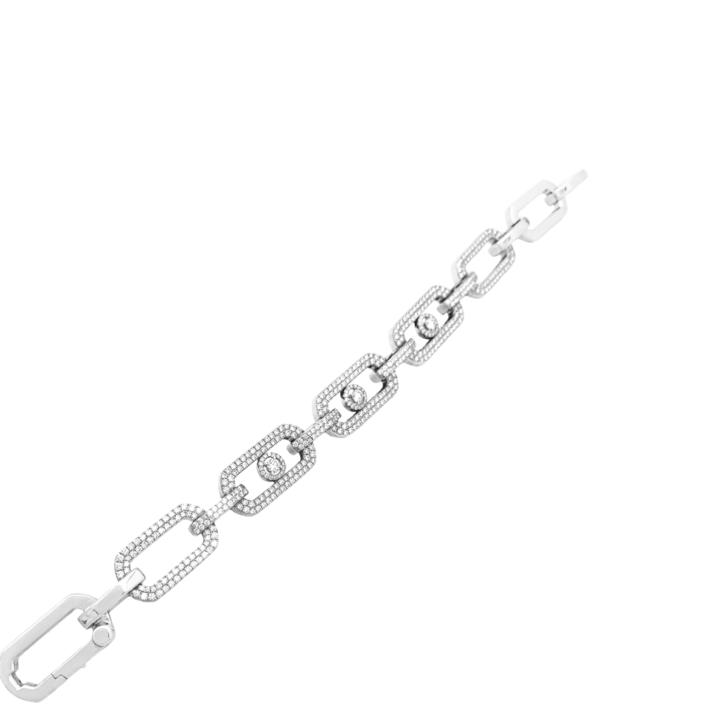 Bracelet Messika, "Pavé So Move XL", or blanc et diamants. 2