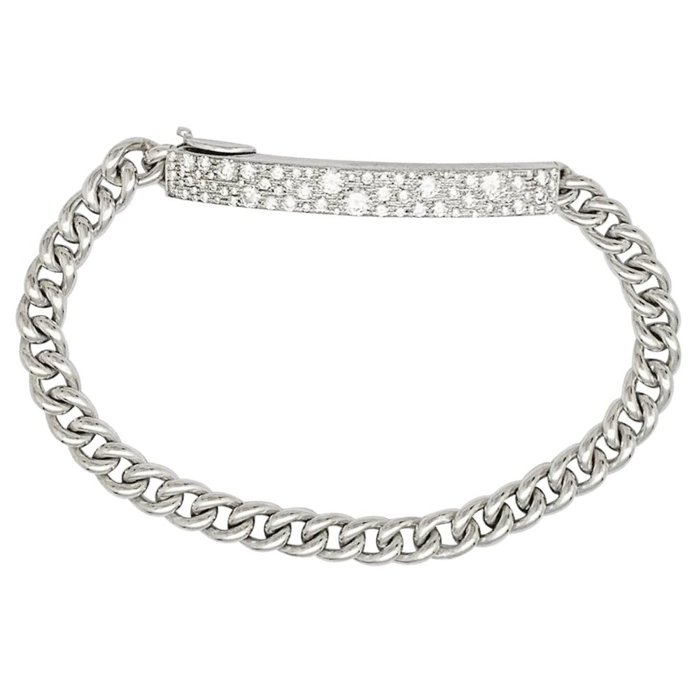 Bracelet Dior, "Gourmette", or blanc, diamants. 1