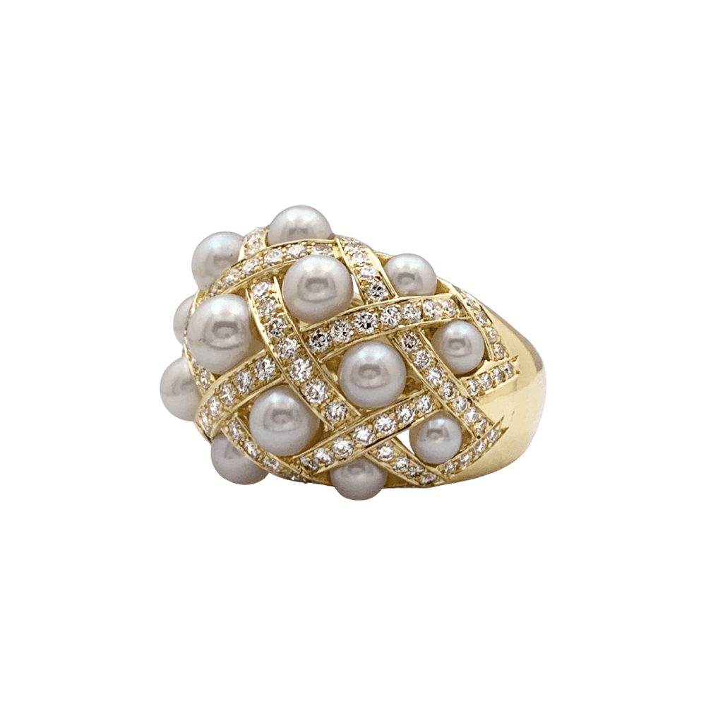 Bague Chanel, "Baroque", or jaune, diamants et perles. 3