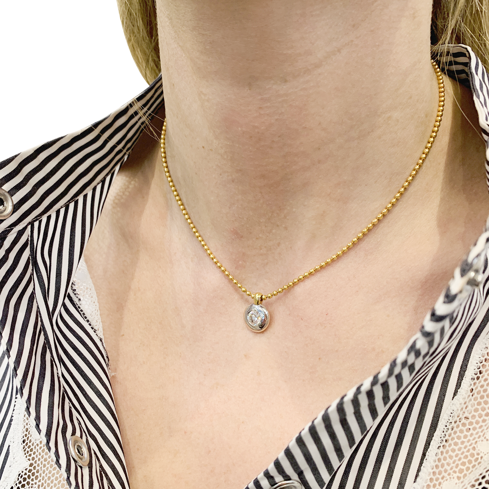 Collier deux ors, diamant. 5