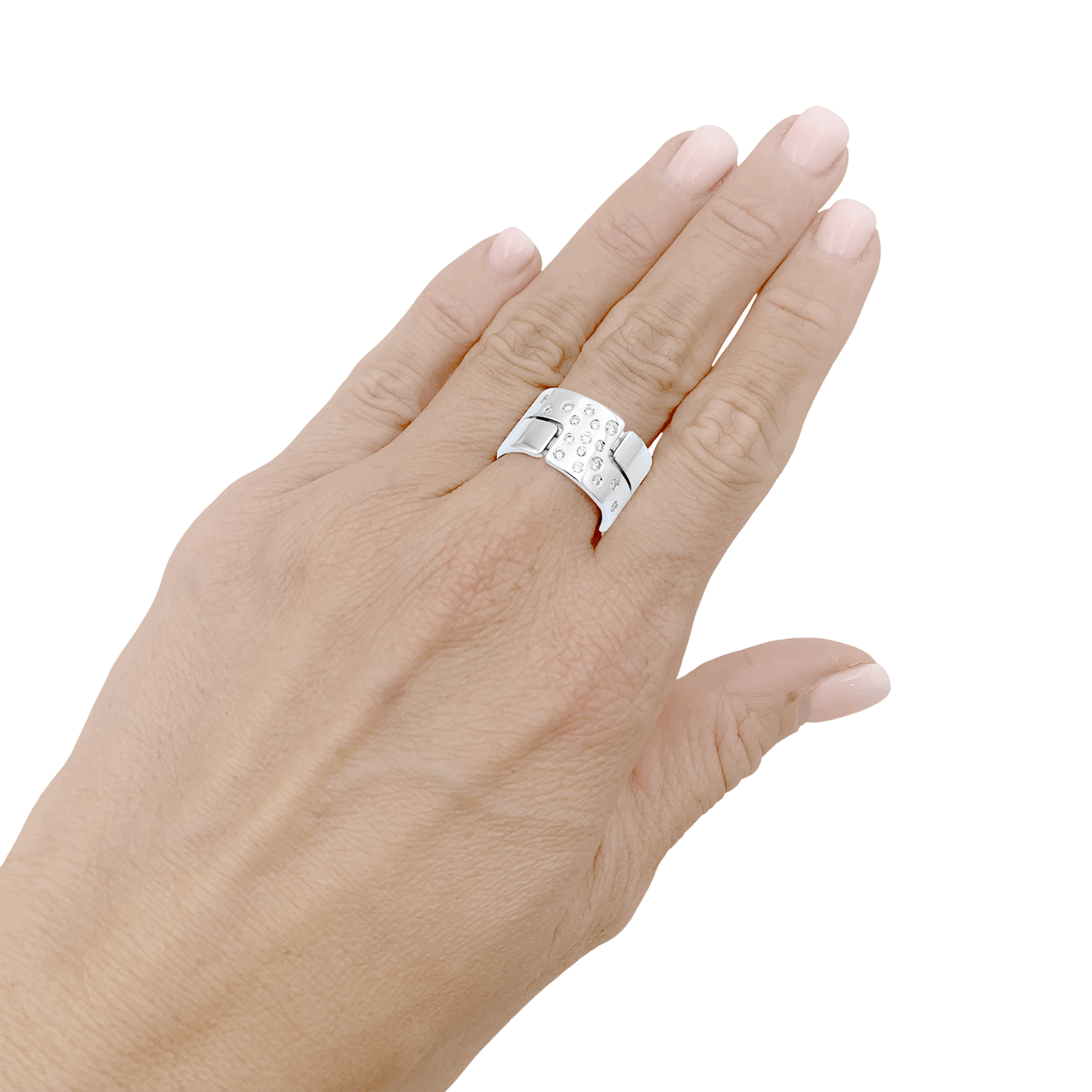 Bague Dinh Van, "Seventies" en or blanc et diamants. 4