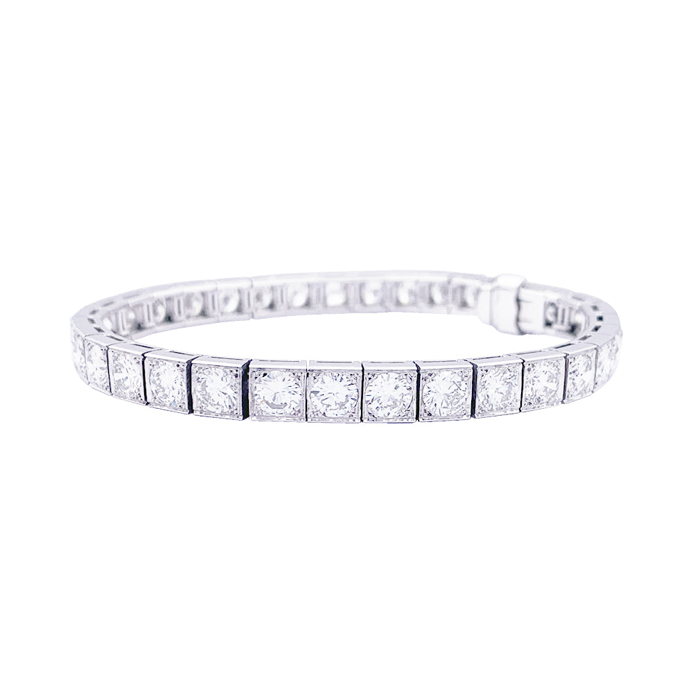 Bracelet ligne or blanc, platine, diamants. 2