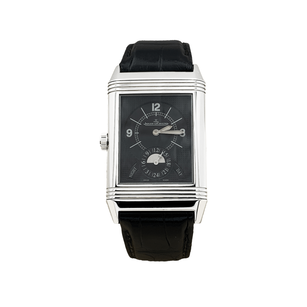 Montre Jaeger-Lecoultre , « Grande Reverso 986 Duodate », acier, cuir. 2