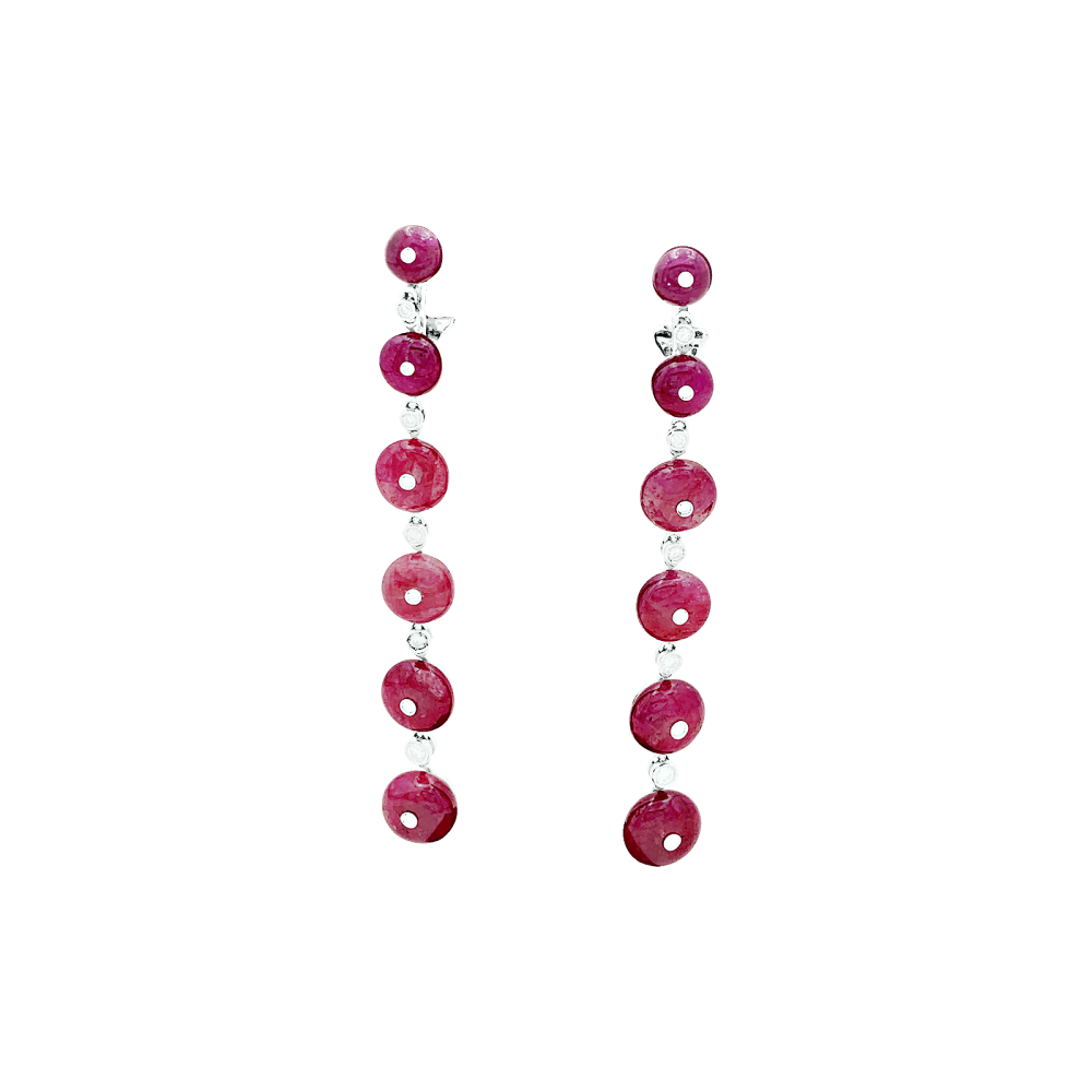 Boucles d'oreilles Repossi, or blanc, rubis et diamants. 1
