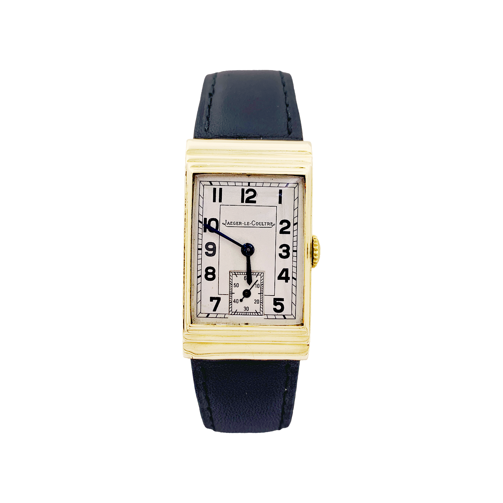 Montre Jaeger Lecoultre or jaune, cuir.