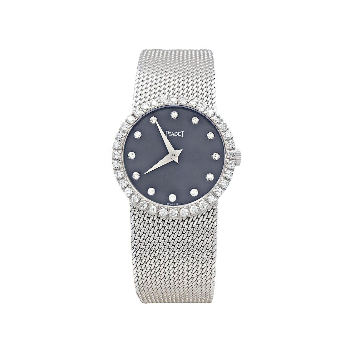 Montre Piaget, or blanc et diamants.