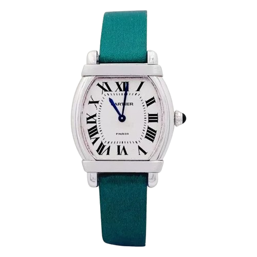 Cartier watch, "Chinese Turtle", platinum, white gold, leather.