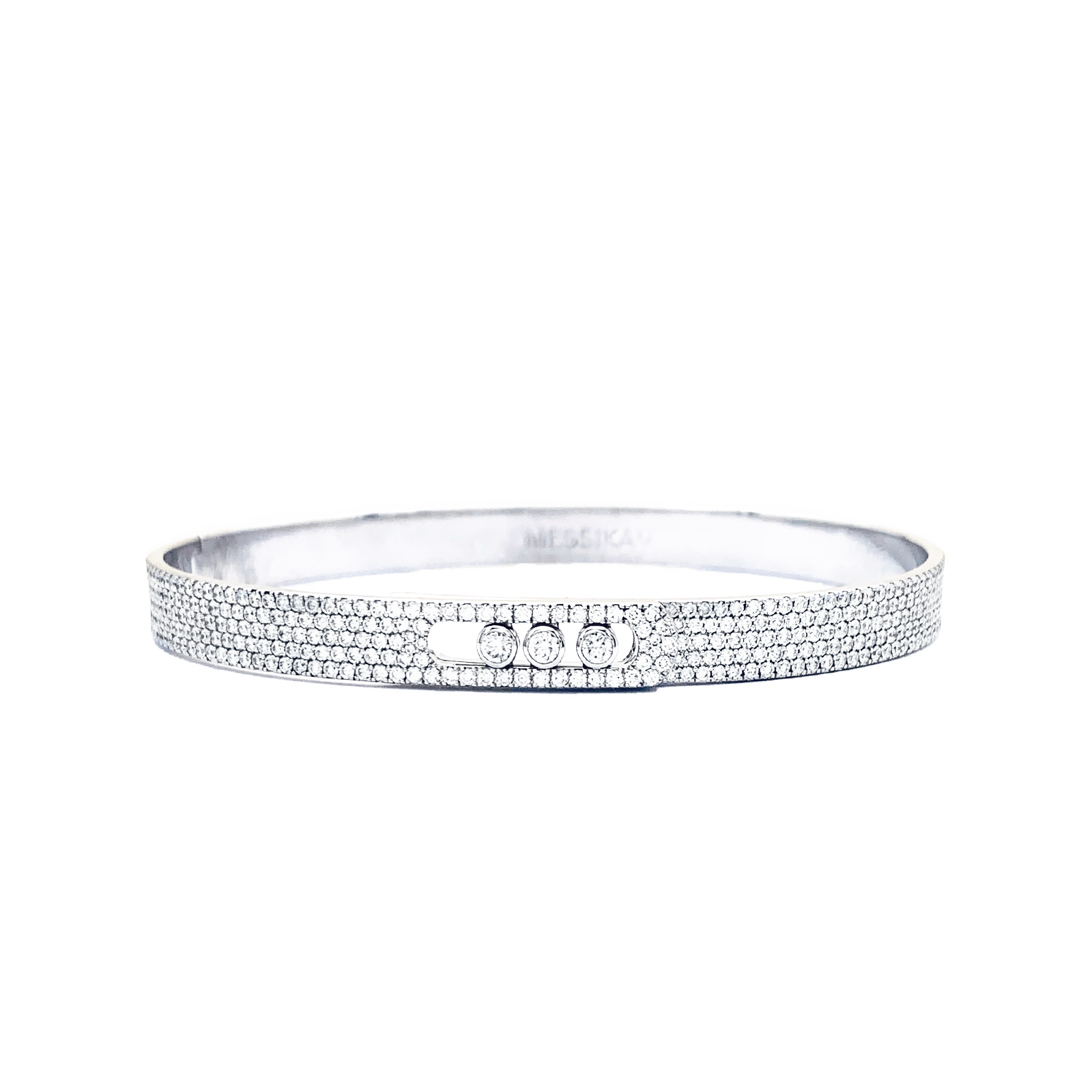 Messika bracelet, "Bangle Pavé Move Noa", white gold and diamonds.