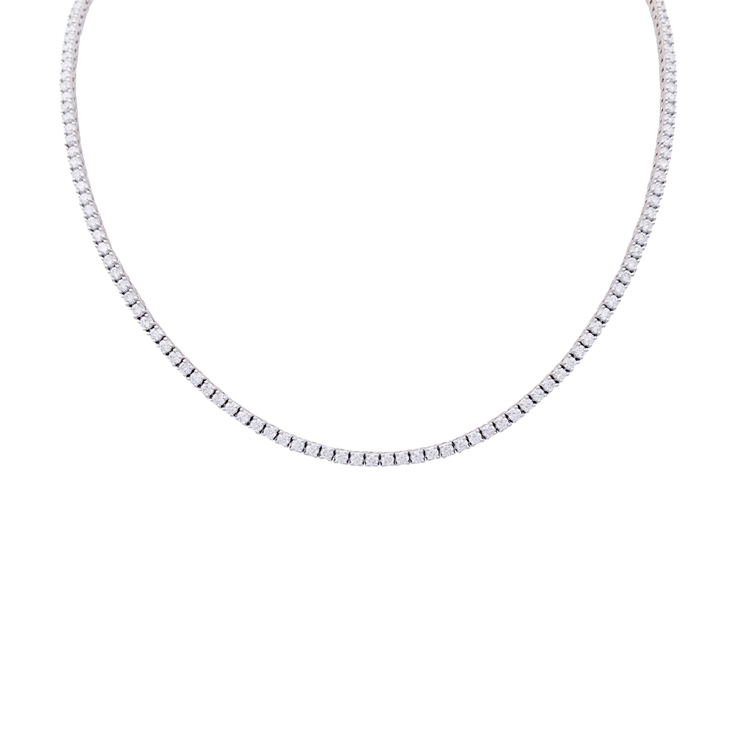 Collier rivière en or blanc, diamants.