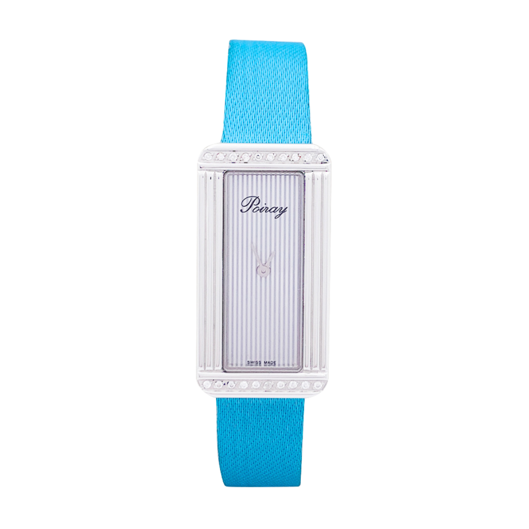 Reloj Poiray, "My First Lying Down", acero, diamantes.