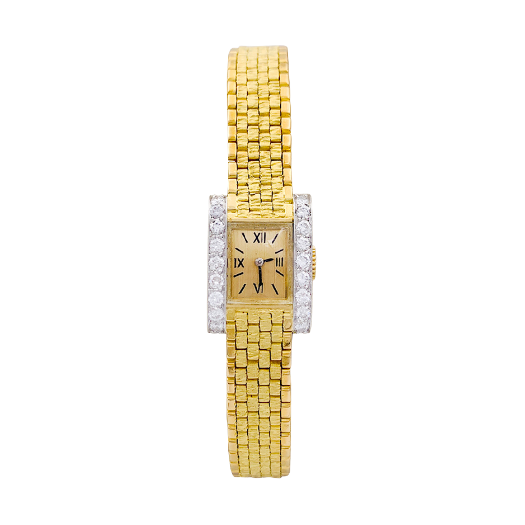 Reloj vintage André Col, oro amarillo, platino, diamantes.
