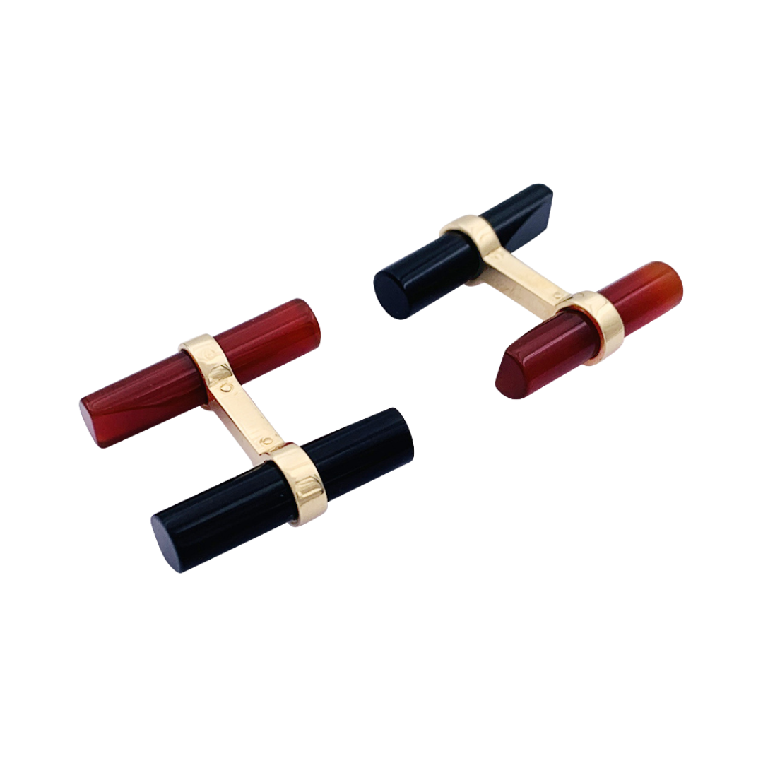 Cartier yellow gold cufflinks, interchangeable sticks.