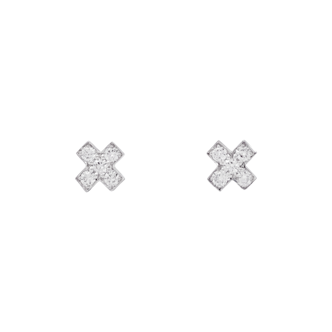 Boucles d'oreilles Tiffany & Co., "Croix", diamants, platine.