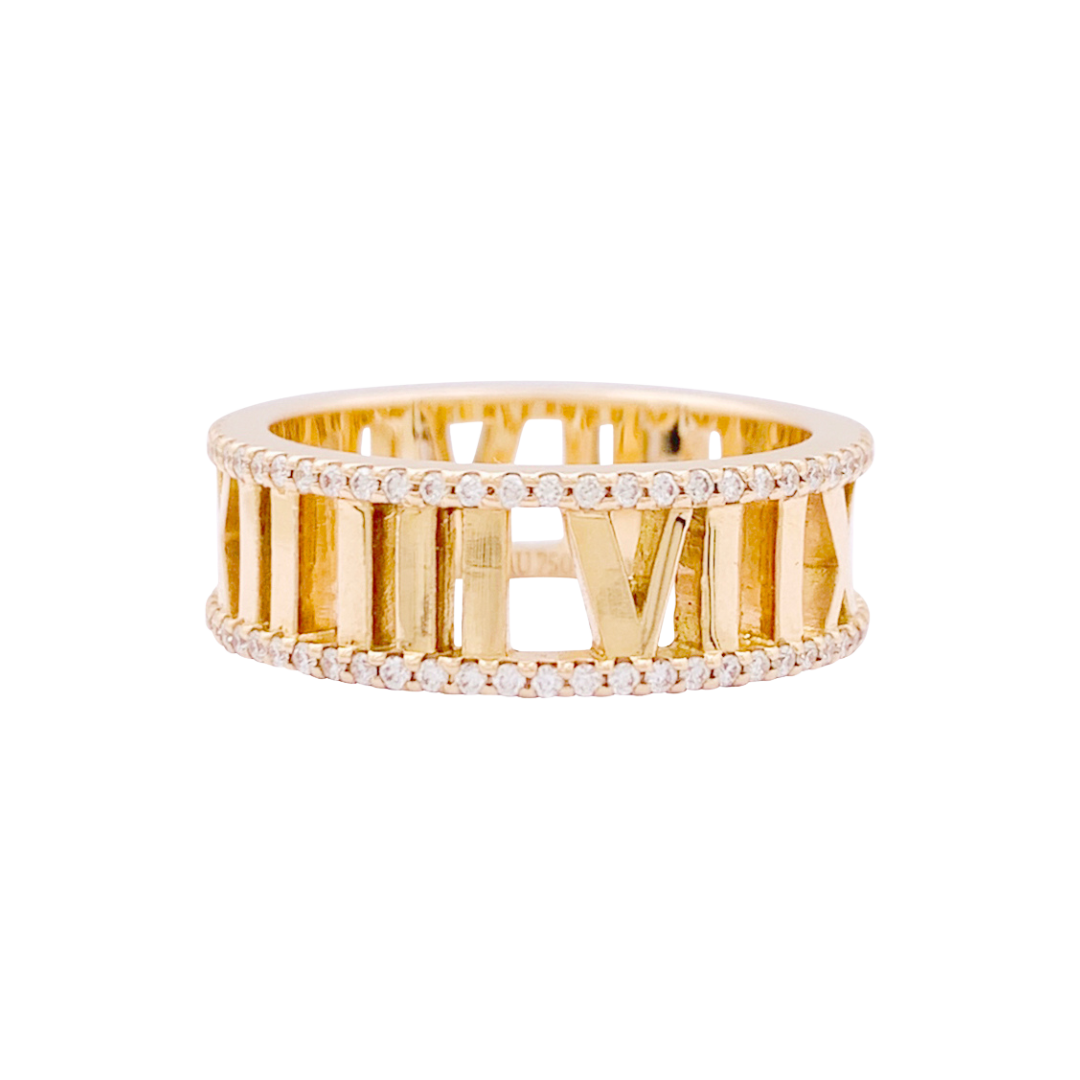Bague Tiffany & Co. "Atlas" or rose, diamants.