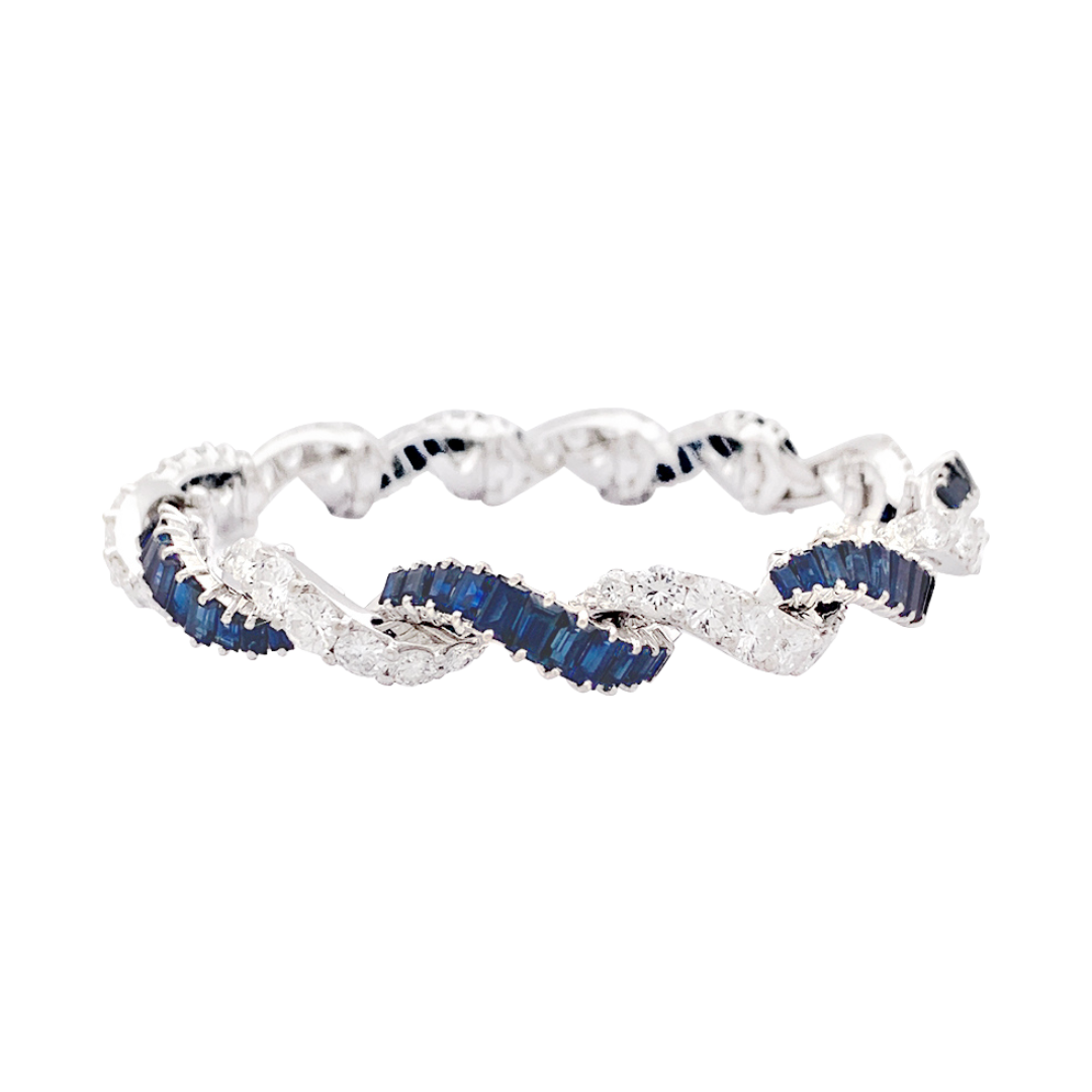 White gold bracelet, diamonds, sapphires.