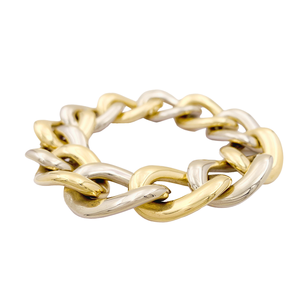 Pulsera Chaumet, eslabones grandes en dos tonos de oro.