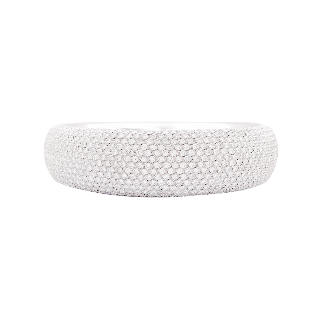 White gold bangle bracelet, diamond paving.