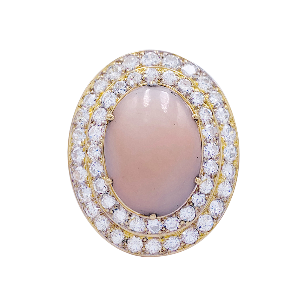 Anillo de coral y diamantes M.Gérard.