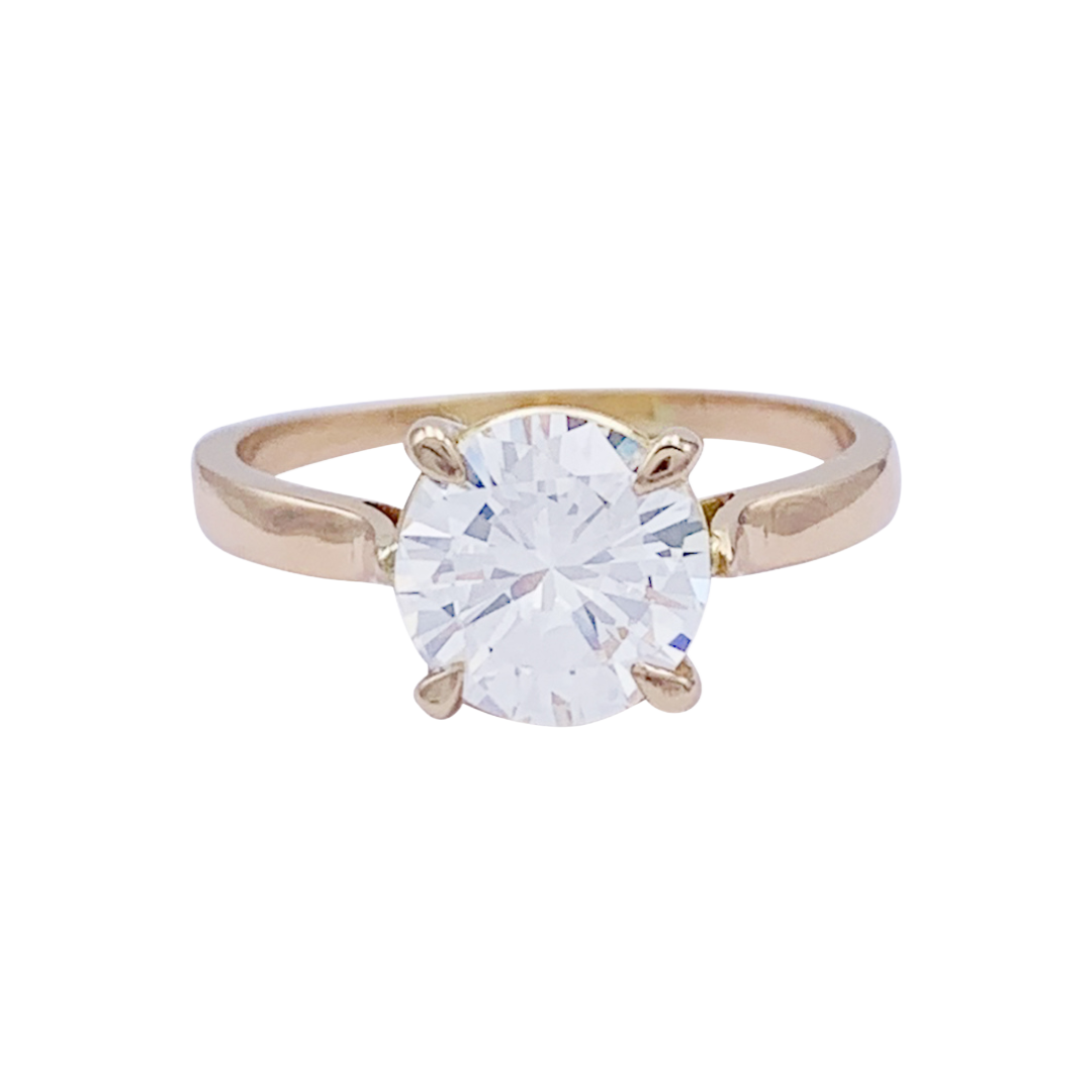 Anillo solitario en oro rosa, diamante de 1,56 quilates.