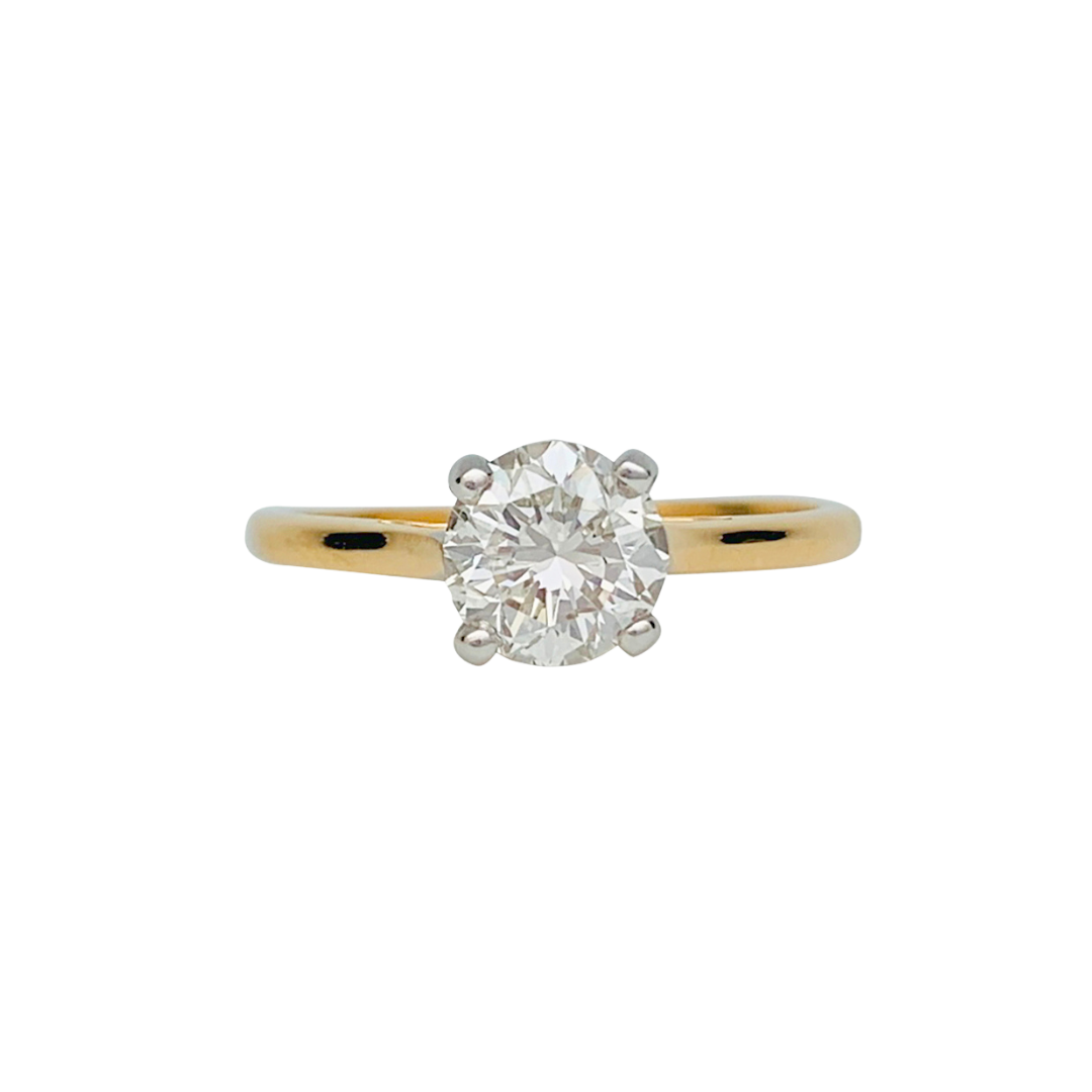 Solitaire diamant 1,03 carats deux ors.